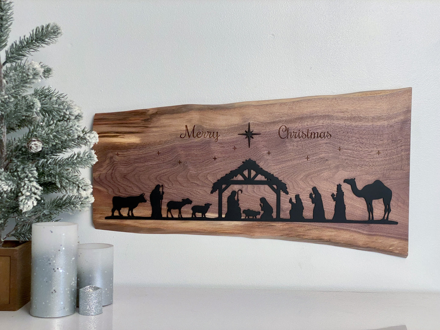 Christmas 3D Live Edge Nativity Sign