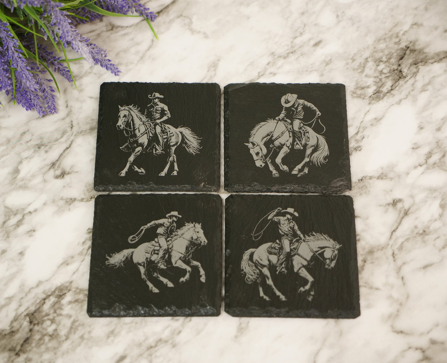 Cowboy Slate Coaster Set