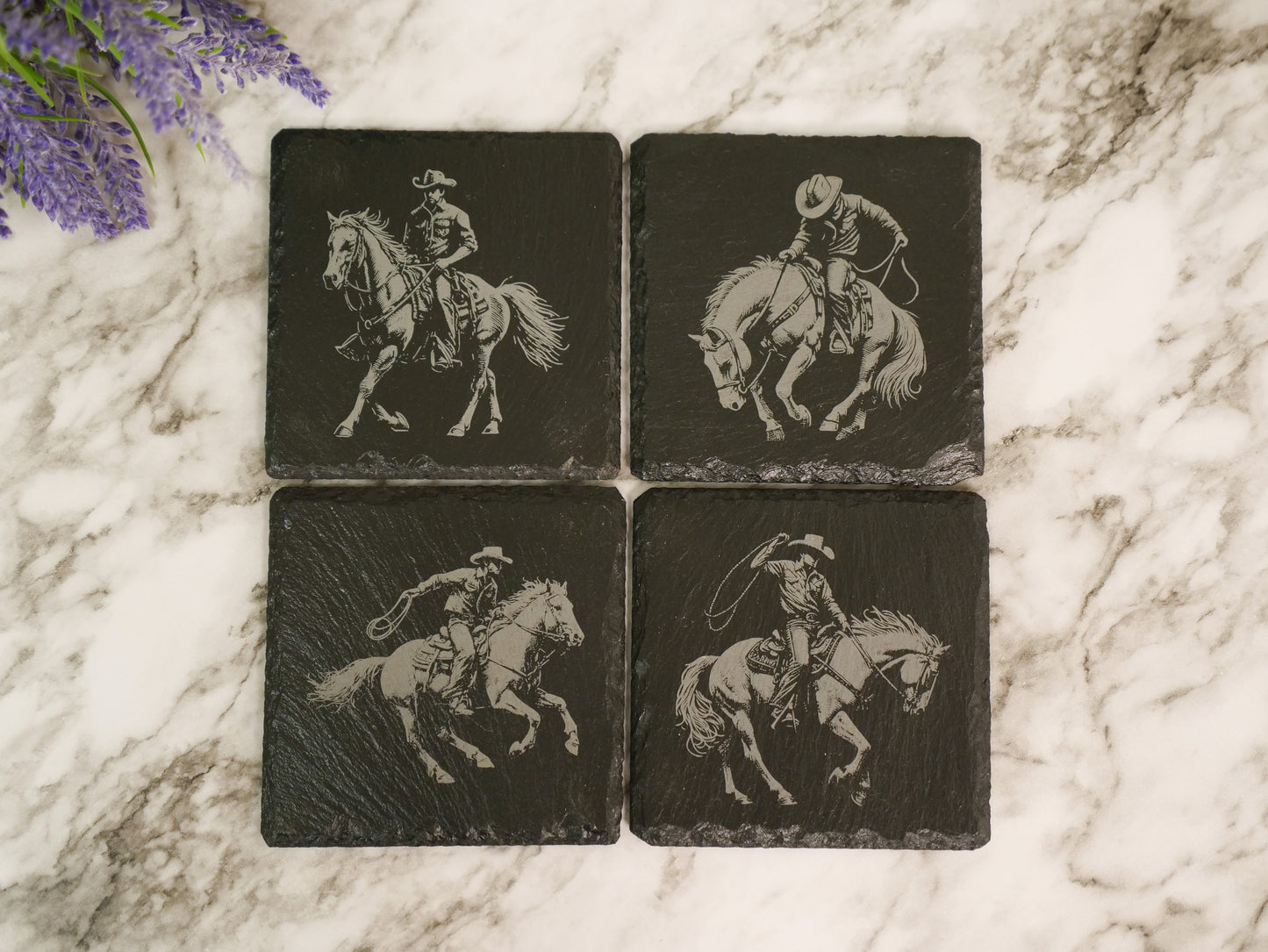 Cowboy Slate Coaster Set