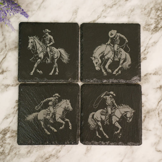 Cowboy Slate Coaster Set