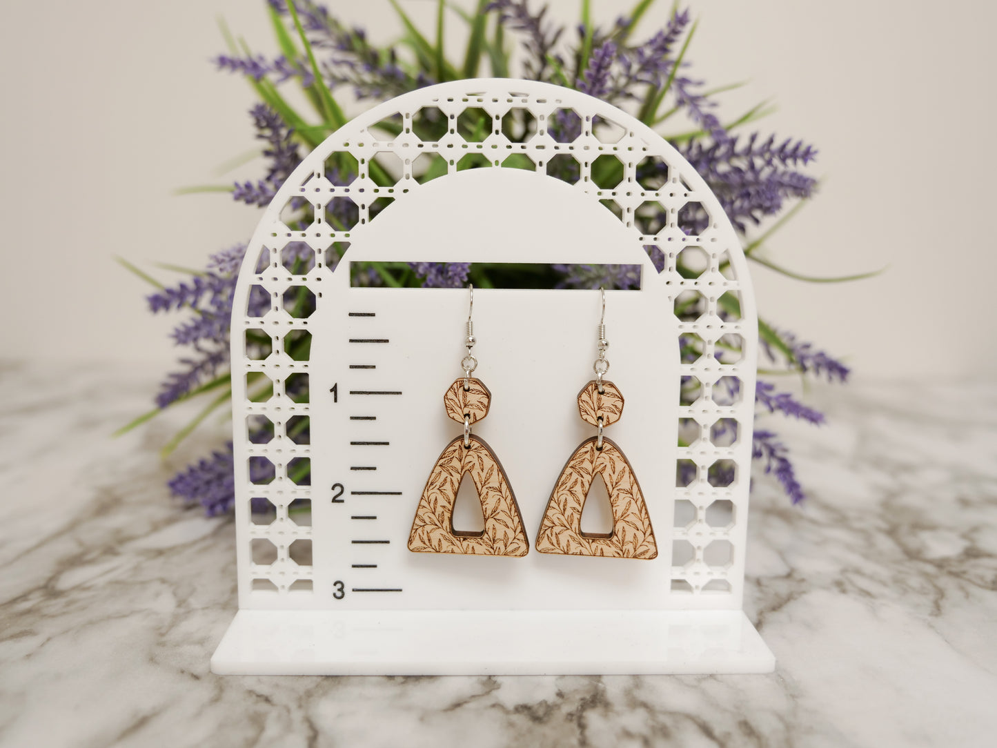 Leaf Triangle Maple Wood Earrings