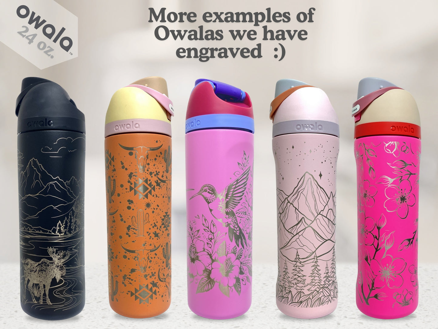 Engraved Full Wrap Owala FreeSip 24 oz & 32 oz Water Bottle | Choose Your Design | Unique Gift | Leakproof Personalized Drinkware