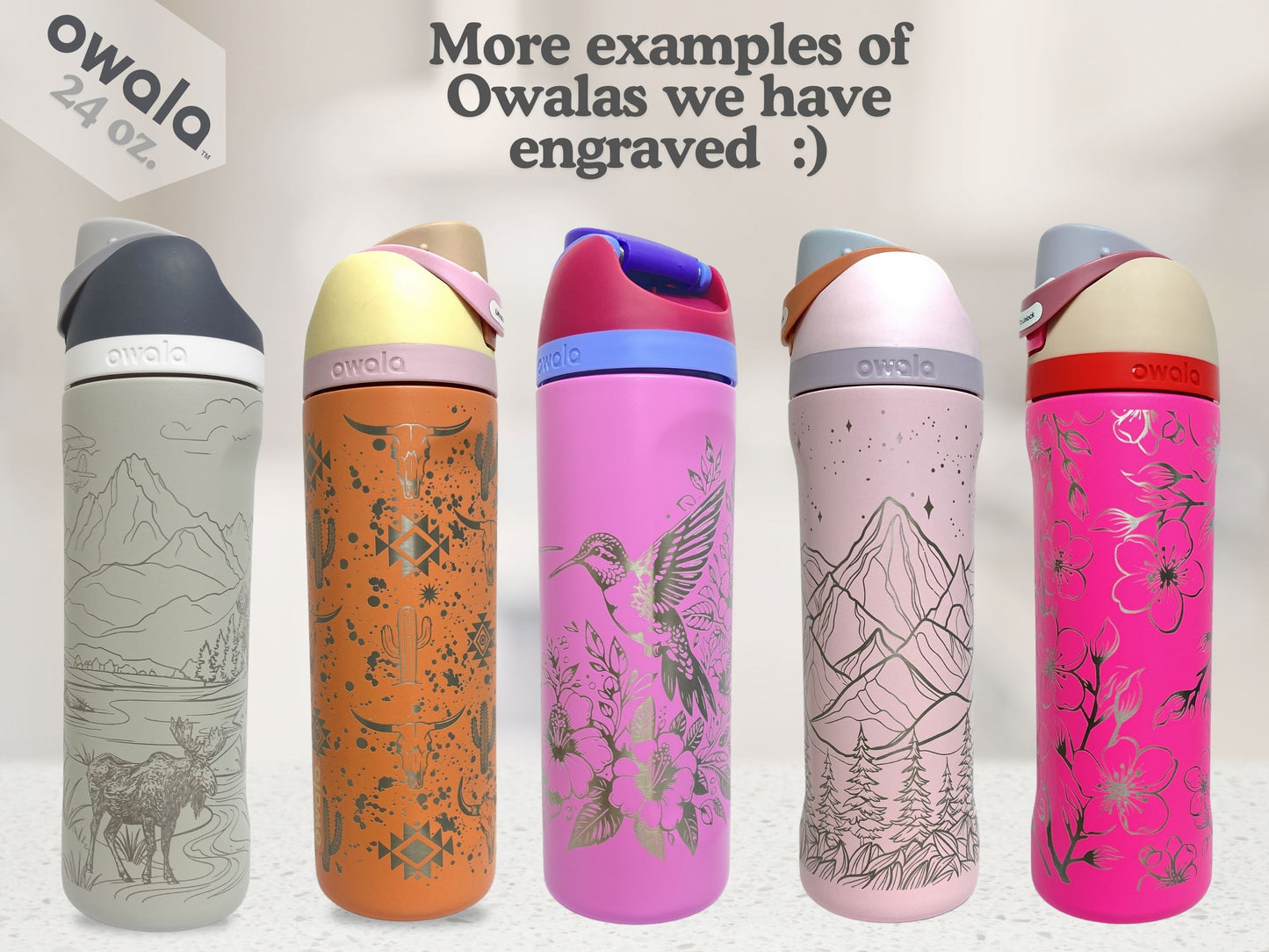 Engraved Full Wrap Owala FreeSip 24 oz & 32 oz Water Bottle | Choose Your Design | Unique Gift | Leakproof Personalized Drinkware