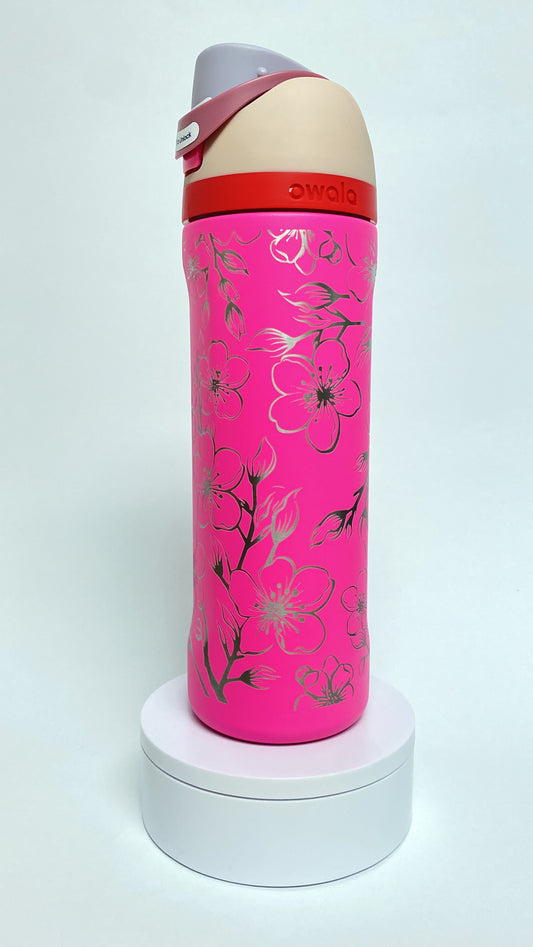 Flower Blossom | Engraved Full Wrap | Owala Water Bottle 24 oz.