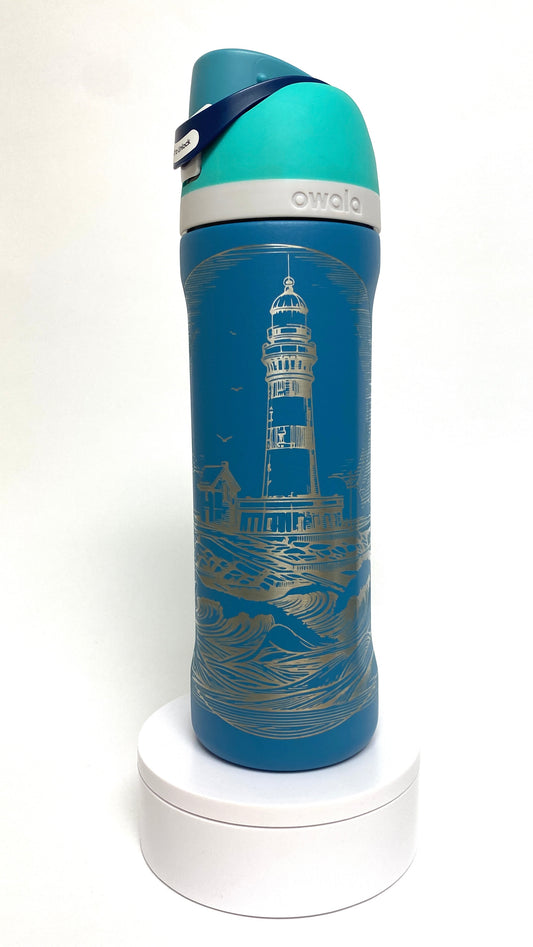 Lighthouse | Engraved Full Wrap | Owala Water Bottle 24 oz.