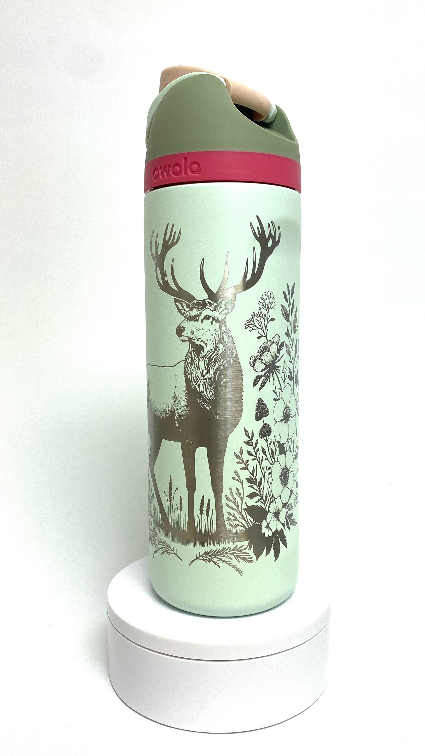 Floral Buck | Engraved Full Wrap | Owala Water Bottle 24 oz.