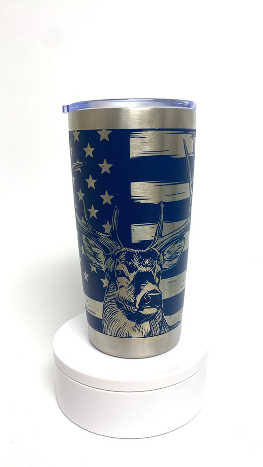 Buck American Flag | Engraved Full Wrap | Tumbler 20 oz.