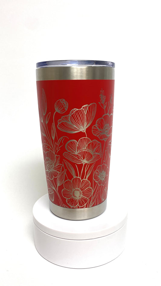 Flower Sketch | Engraved Full Wrap | Tumbler 20 oz.