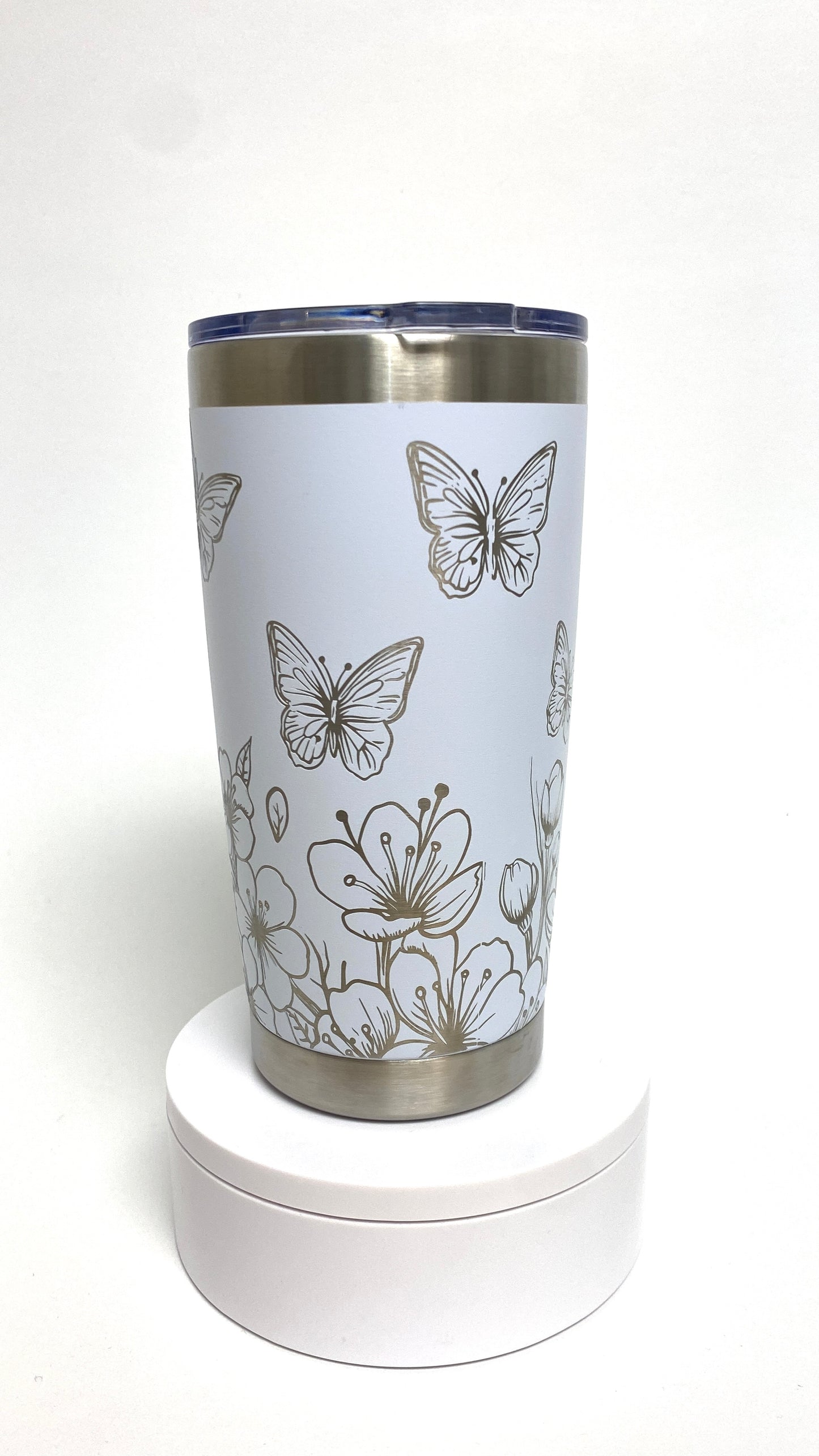 Butterflies & Flowers | Engraved Full Wrap | Tumbler 20 oz.