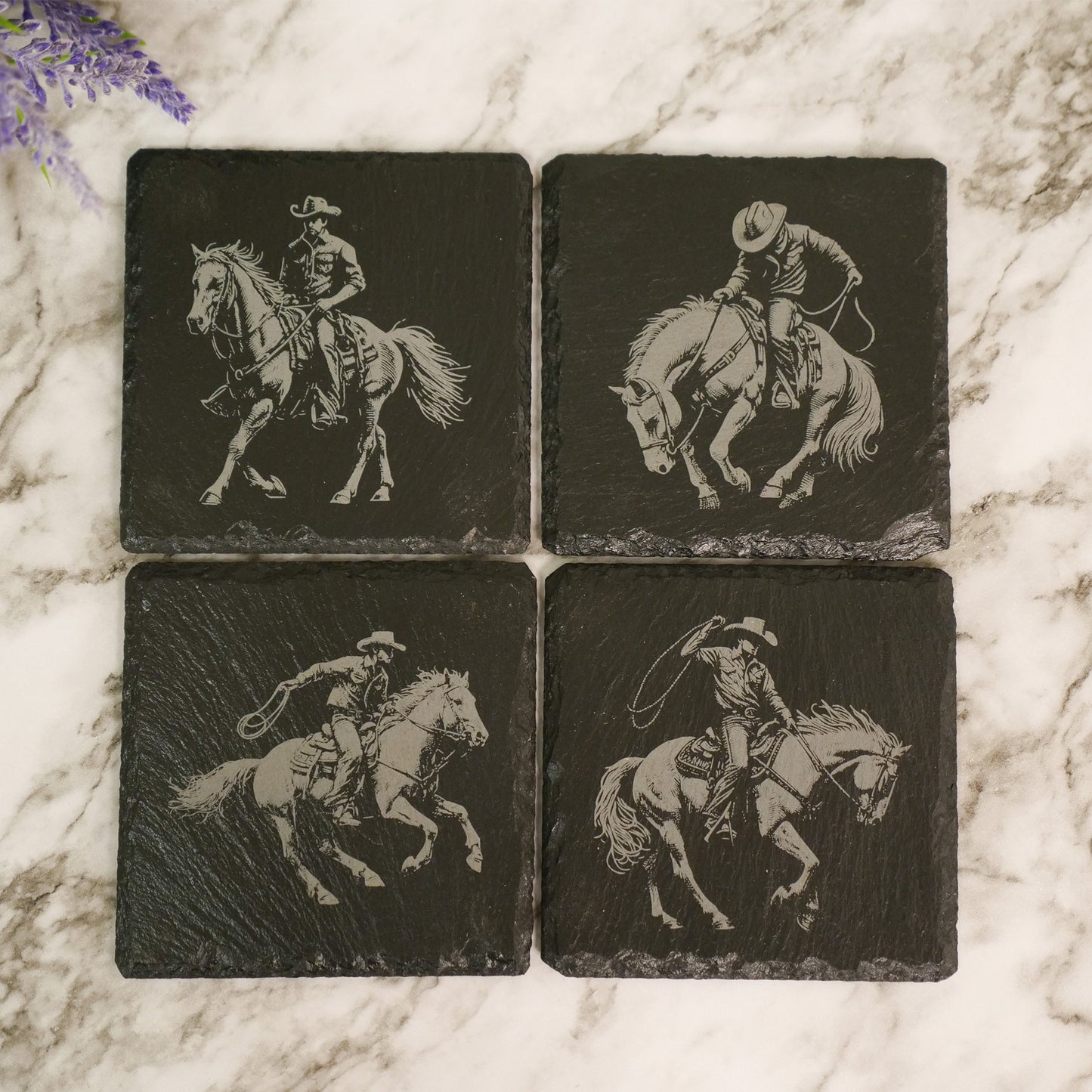 Cowboy Slate Coaster Set