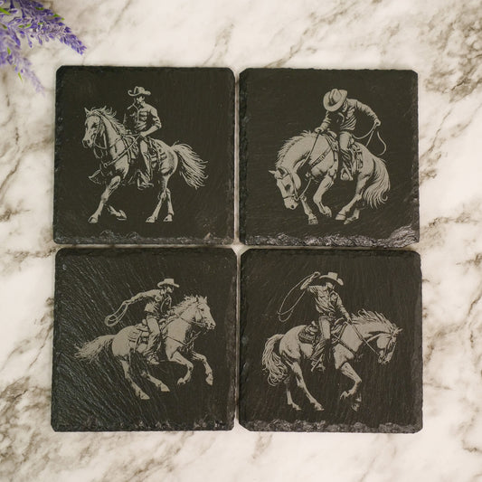 Cowboy Slate Coaster Set