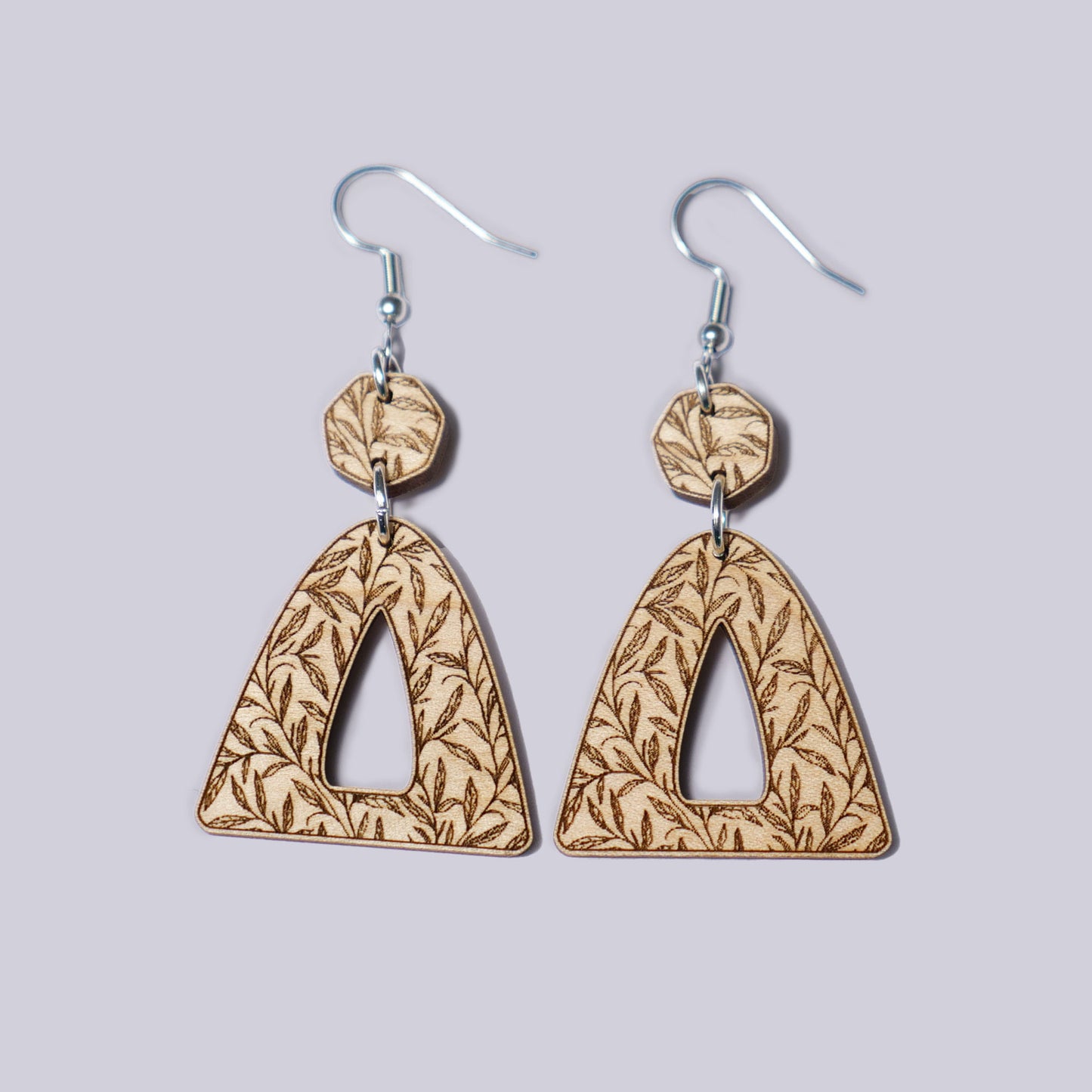 Leaf Triangle Maple Wood Earrings